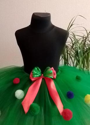 Спідничка фатінова пишна пачка новорічна зелена костюм ялинка3 фото