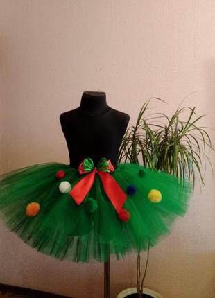 Спідничка фатінова пишна пачка новорічна зелена костюм ялинка2 фото