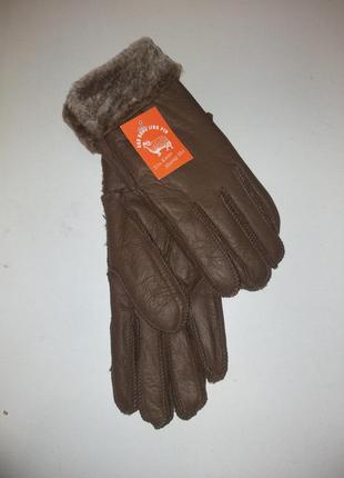 Теплющие натуральные кожаные перчатки на натуральной овчине корея перчатки дублёнка,  дубляж