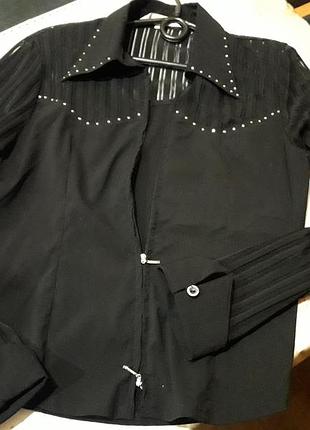 Шикарная черная блуза с камешками на молнии, жакет