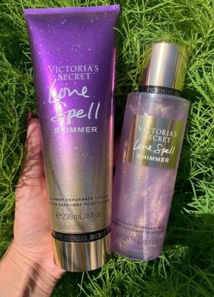 Love spell shimmer victoria's secret набор мист спрей лосьон крем для тіла