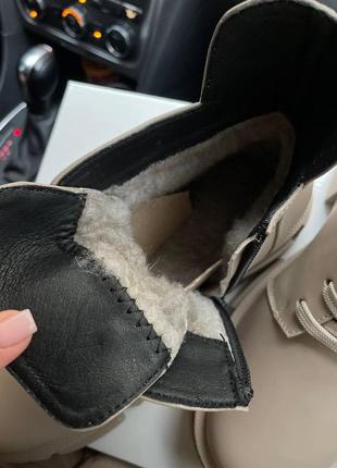 Ботинки боты зимние черевики беж бежевые трендовые низкие6 фото