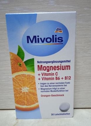 Витамины mivolis magnesium + с + в6 +в12  (магний + витамин c + витамин b6 + b12)  30 шт./уп, германия.