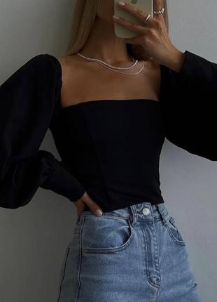 Шикарный женский чёрный топ лонг кофточка кофта💕