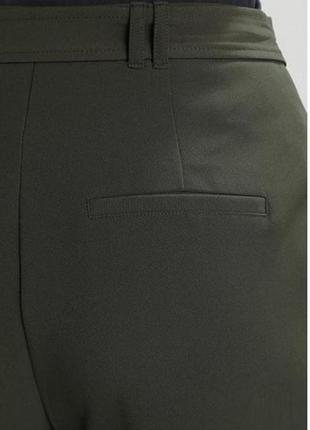 Стильные плотные брюки хаки с высокой посадкой4 фото