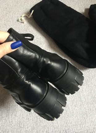 Ботинки кожаные зимние на платформе женские кожанные ботинки черные сапоги на платформе чёрные зимние -38р3 фото