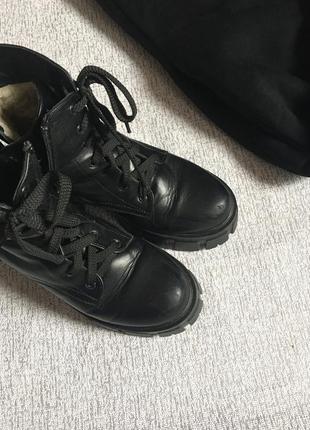 Ботинки кожаные зимние на платформе женские кожанные ботинки черные сапоги на платформе чёрные зимние -38р4 фото