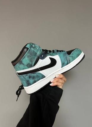 Зимові кросівки air jordan 1 retro high “tie dye” fur4 фото