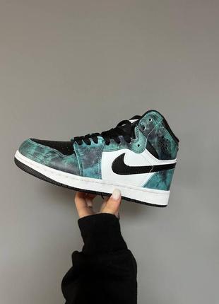 Зимові кросівки air jordan 1 retro high “tie dye” fur1 фото