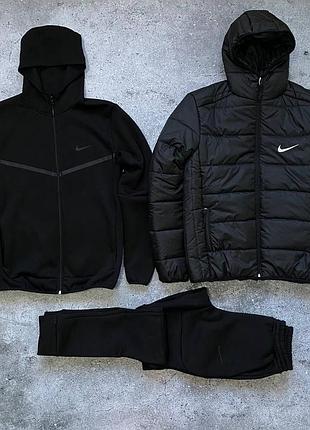 Зимний мужской спортивный трикотажный костюм комплект nike tech fleece