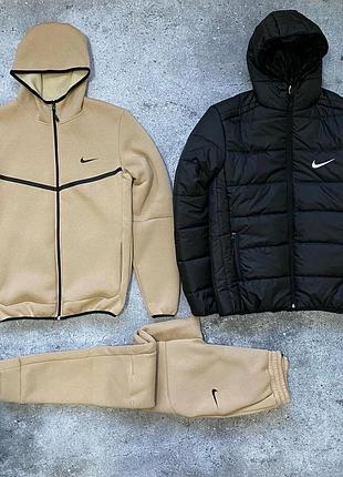 Зимний мужской спортивный трикотажный костюм комплект nike tech fleece