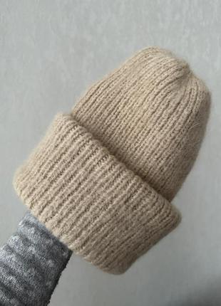 Шапка шерстяная зимня тепла 💯 % шерсть альпаки3 фото