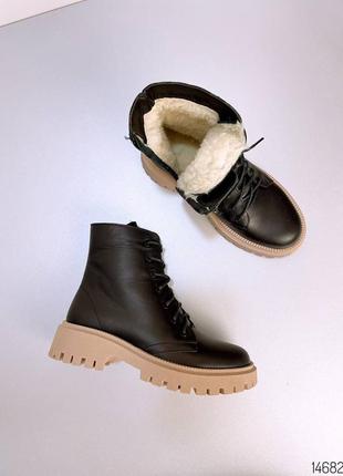Черевики чоботи жіночі зима зимові чорні теплі шкіра натуральна овчина2 фото