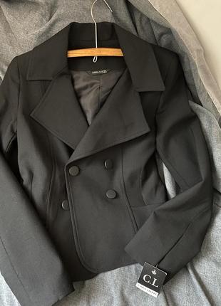 Піджак укорочений чорний із франції1 фото