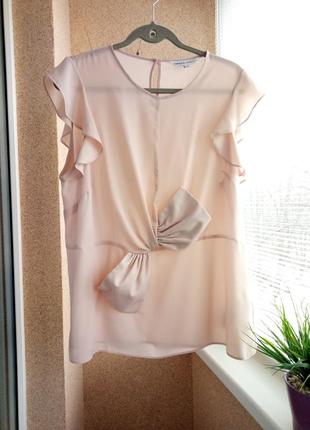 Супер красивая шикарная нарядная оригинальная однотонная блуза цвета мерцающей