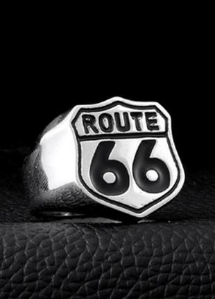 Кольцо из медицинской стали 316l "route 66"2 фото