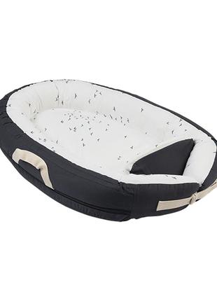 Кокон для сна с ограничителем voksi "baby nest premium", dark grey flying, цвет серый (11008156-darkgrey)2 фото