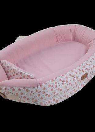 Кокон для сну з обмежувачем voksi "baby nest premium", roose moon, колір рожевий (11005053-rose)