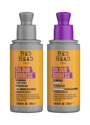 Шампунь + кондиціонер для фарбованого волосся   tigi bed head colour goddess 100+100мл1 фото