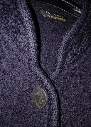 Шерстяная тёплая кофта кардиган женский жакет пиджак в бохо этно баварском стиле с карманами накладными вышивка дубовый лист жёлудь косы alpine4 фото