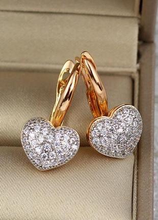 Сережки xuping jewelry сердечка з родієм 1.8 см золотисті