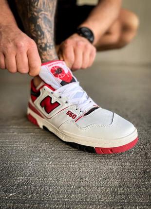Женские кожаные кроссовки new balance 550 "white/red"