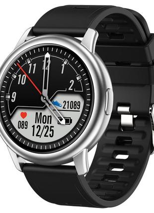 Розумні смарт годинник smart watch lemfo lf28 silver чорний ремінець. з тонометром пульоксиметром android 5.0 ios 9