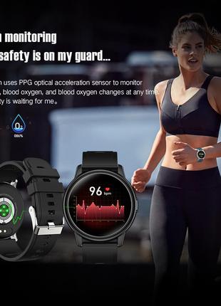 Розумні смарт годинник smart watch lemfo lf28 silver чорний ремінець. з тонометром пульоксиметром android 5.0 ios 99 фото
