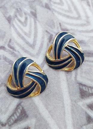 Винтажные серьги* позолота*эмаль
