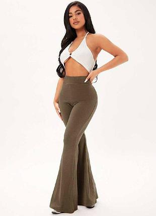 Трикотажні штани кльош кольору хакі shein