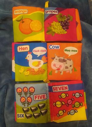Книжки шуршалки животные цифры фрукты английский мягкие шелестят тканевые подвески для малышей сегена пазл лабиринт