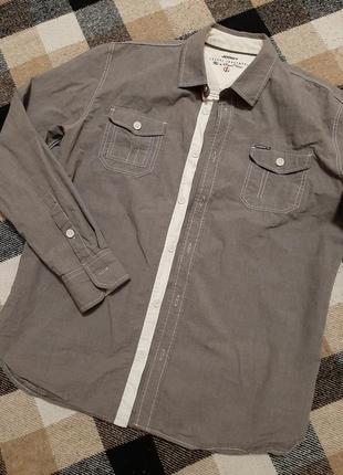 Сорочка рубашка мужская хлопок коттон плотная графит с длинным рукавом серая на пуговицах