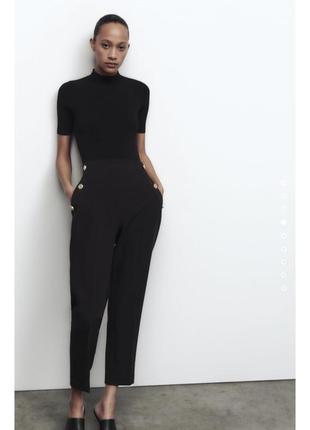 Zara брюки класичні висока талія з ґудзиками4 фото
