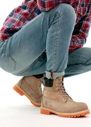 Мужские высокие ботинки с мехом timberland winter