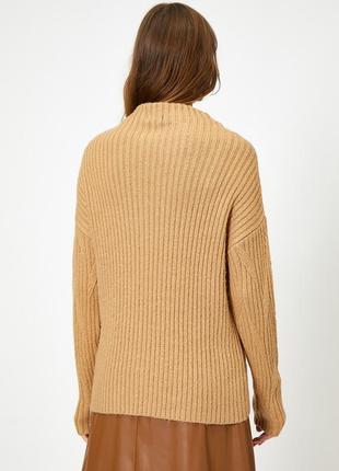 Вязаный свитер джемпер женский теплый зимний удлиненный коричневый верблюжий песочный camel кофта4 фото