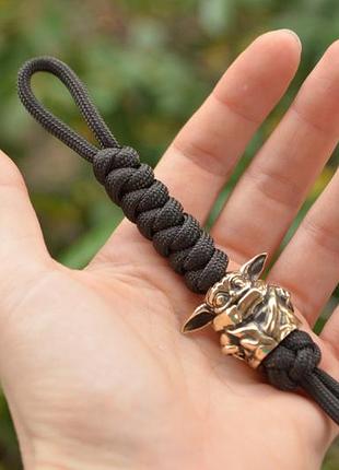 Темляк із паракорду з малюком йодою латунь під замовлення будь-який колір з обплетенням брелок