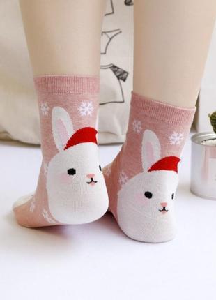 Шкарпетки бавовняні з новорічним принтом дівчині 35/392 фото