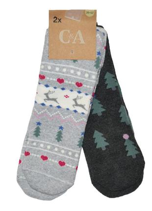 Комплект жіночих новорічних носочків махрових c&a 39-42