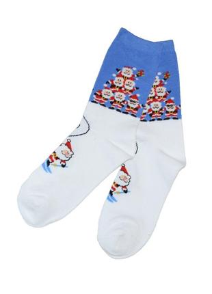 Шкарпетки з новорічним принтом дід мороз 35-39