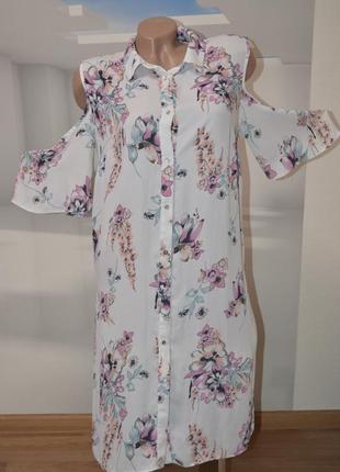 Нежное элегантное платье - рубашка в цветочный принт1 фото