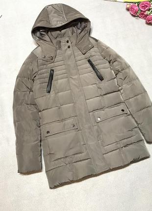 Тепла зимова куртка -пуховик  колір капучіно від бренду main new england