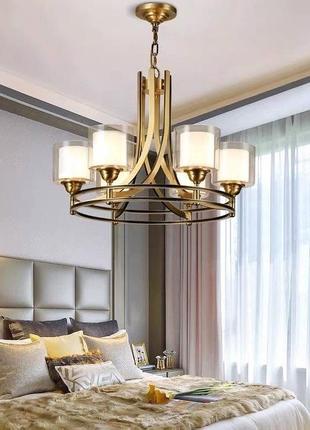 Люстра на 5 плафонов, в бронзовом золоте