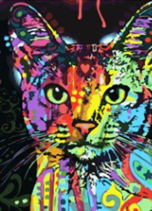 Алмазная мозаика "яркая кошка", 30*40см, без рамки, в кор. 40*8*5см