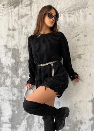 Рваный женский свитер-туника |  тренд сезона3 фото