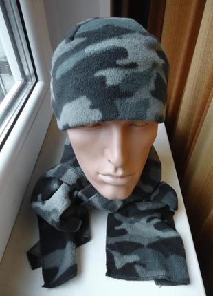 Шапка и шарф подростковая rebel камуфляж (7-14лет)3 фото