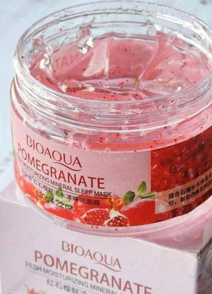 Гелевая ночная маска для лица с гранатом bioaqua pomegranate fresh moisturizing mask, 120г3 фото