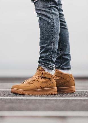 Кросівки зимові черевики nike air force 1 mid  хутро ботинки кроссовки7 фото