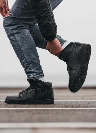 Кросівки зимові черевики nike air jordan 1 black хутро ботинки кроссовки зима4 фото