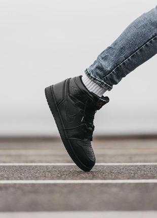 Кросівки зимові черевики nike air jordan 1 black хутро ботинки кроссовки зима7 фото