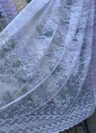 Простий білий тюль жаккард висотою 250 см з ламбрекеном